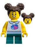 LEGO cty1520 Child Girl, Fruit Shirt, Dark Turquoise Short Legs, Dark Brown Hair