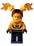 LEGO cty1590 Stuntz Driver - Male, Bright Light Orange and Black Jacket, Black Legs, Orange Helmet with Flames and Black Visor